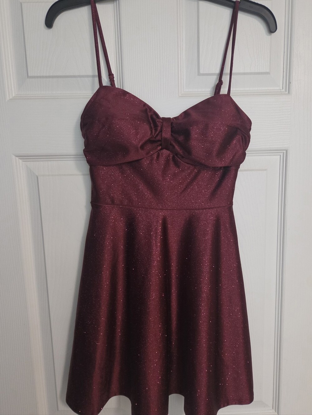 Windsor Glitter Bow Mini Dress Burgundy XS Like New